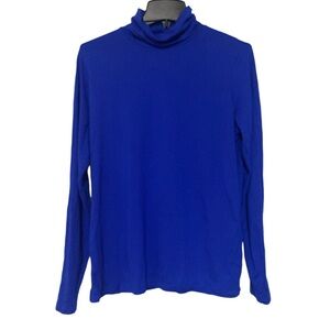 Lands’ End Cowl Neck Royal Blue Long Sleeve T-Shirt - Size L